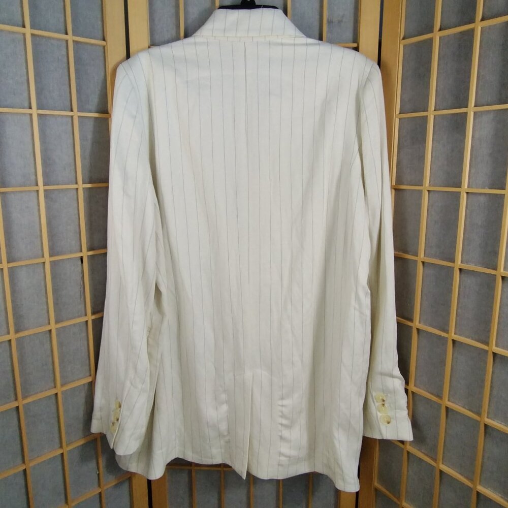 Free People Menswear Crosby Oversized Linen Blend Blazer Ivory Pinstripe Size L - Picture 5 of 13